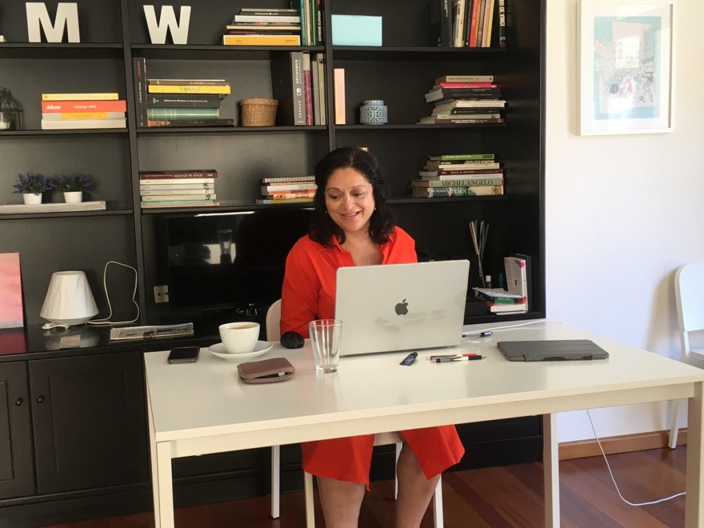 Kanchan Prinsloo reflecting in her office